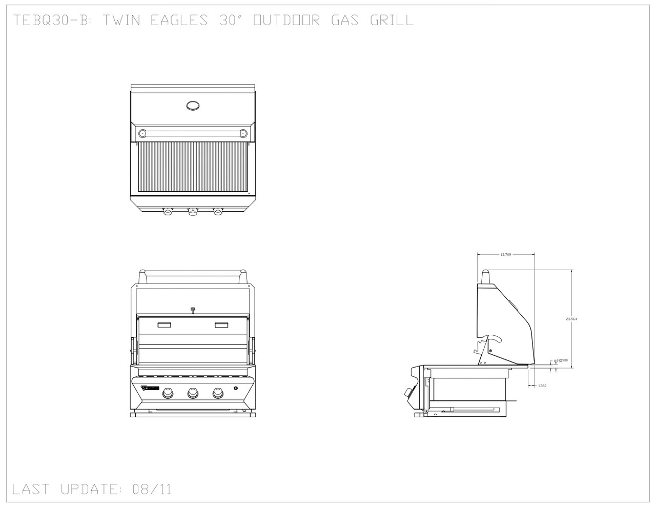 Twin Eagles - 30-Inch 2-Burner - Built-In Grill - Liquid Propane Gas with Infrared Rotisserie - TEBQ30RS-CL