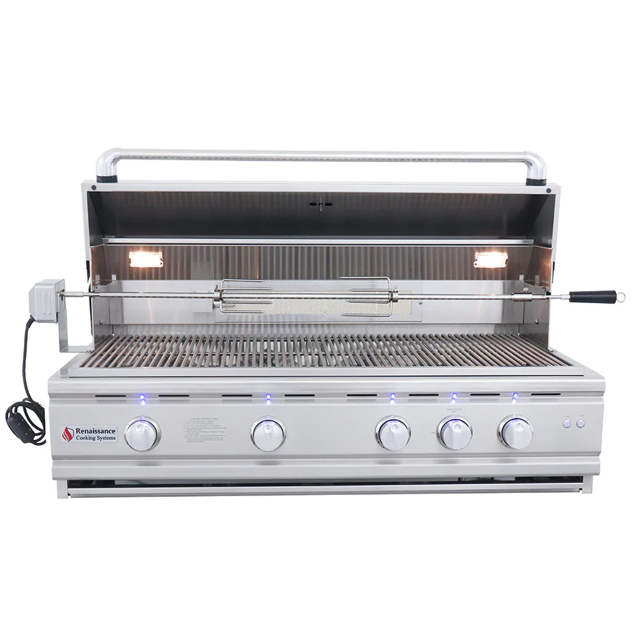 RCS Cutlass Pro - 42-Inch 4-Burner Built-In Grill with Blue LED Lights and Rear Burner - Natural Gas - RON42A