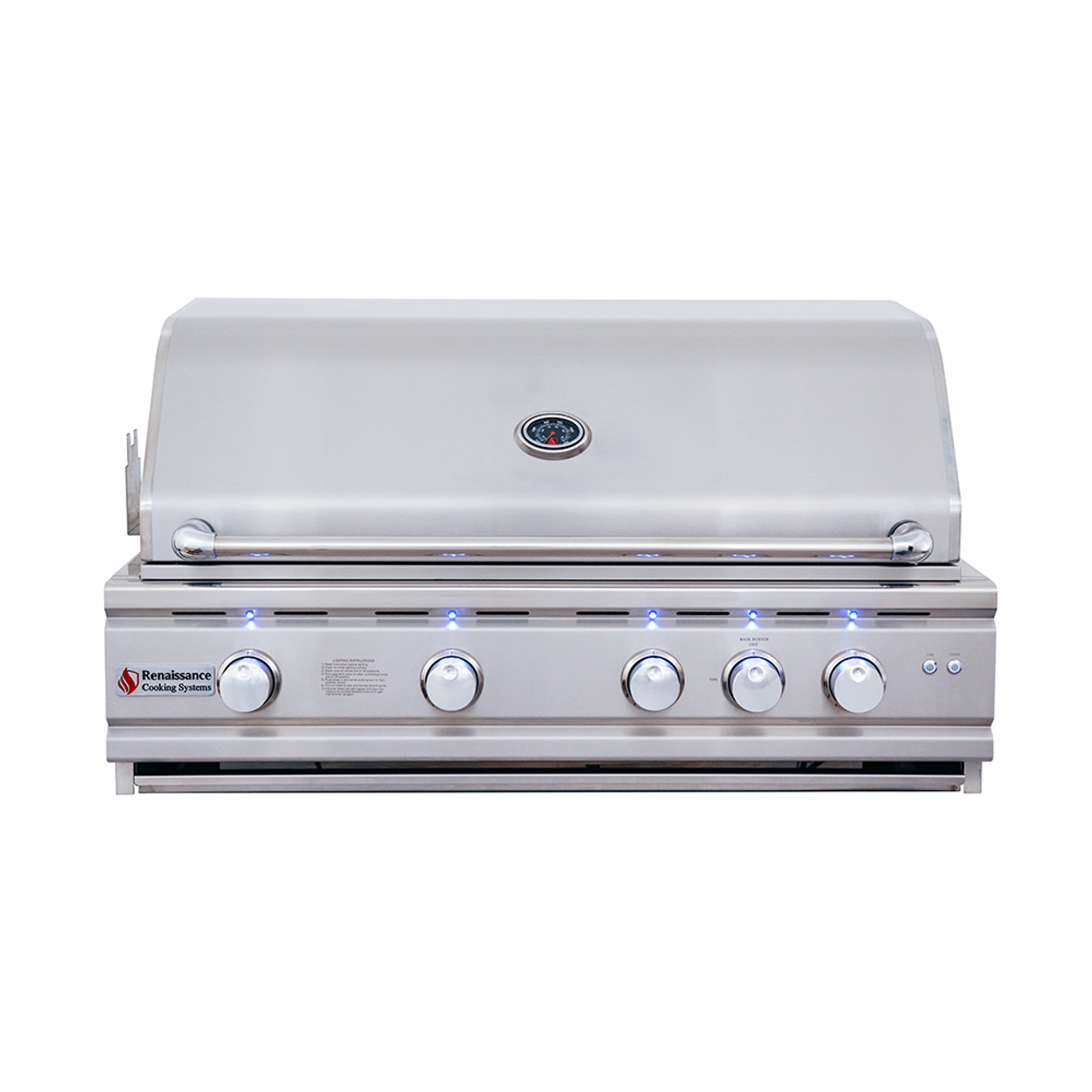 RCS Cutlass Pro - 38-Inch 4-Burner Built-In Grill with Blue LED and Rear Burner - Natural Gas - RON38A