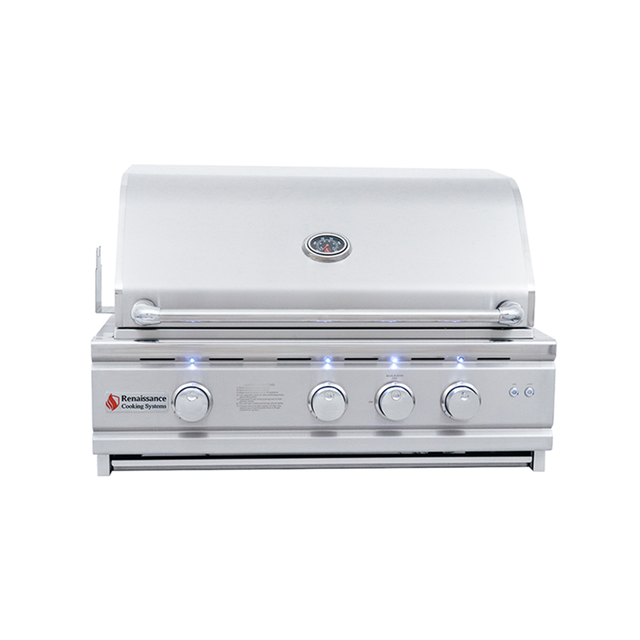 RCS Cutlass Pro 30-Inch 3-Burner Built-In Grill with Blue LED Lights and Rear Burner - Natural Gas - RON30A