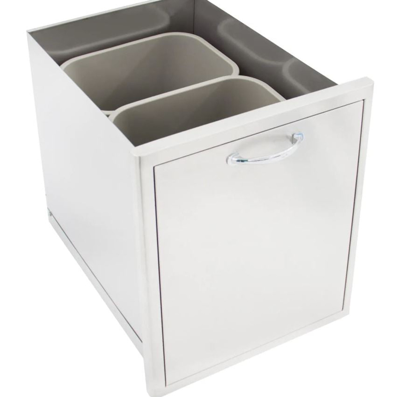 Blaze 20-Inch Roll-Out Stainless Steel Double Trash / Recycling Bin - BLZ-TREC-DRW-H