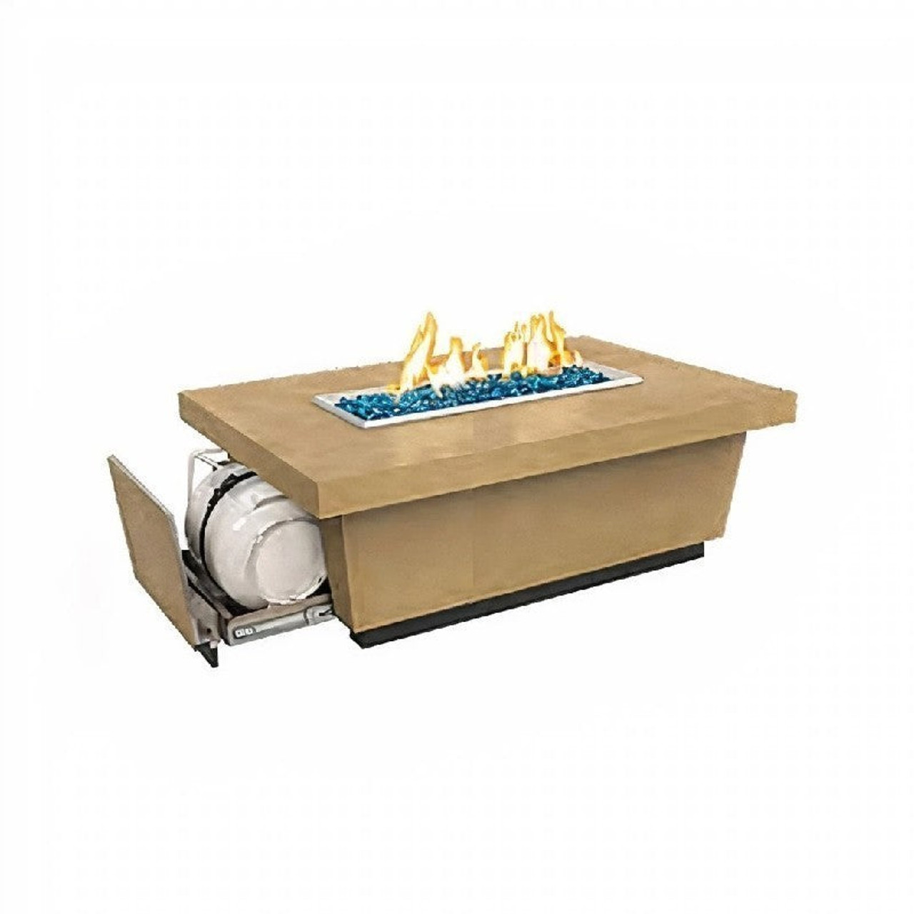 American Fyre Designs 18 1/2 Inch Contempo Rectangle Propane Gas Drawer Tank Firetable, Concrete Grey- 785-CG-11-M4PC