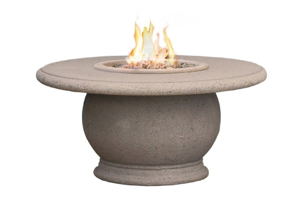 American Fyre Designs 24 Inch Round Amphora Firetable with Concrete Table Top, Concrete Grey, Propane Gas- 610-CG-11-M2PC