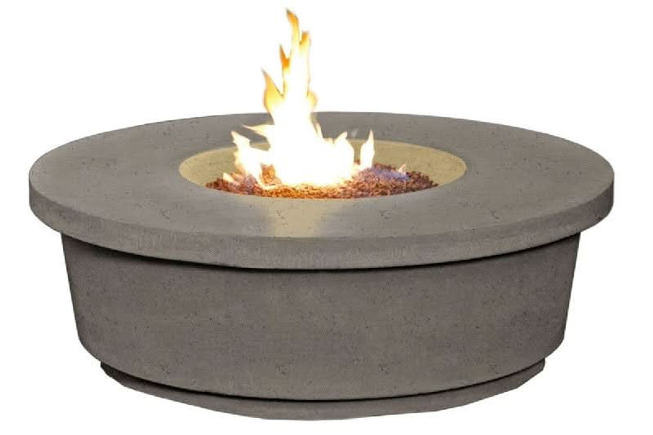 American Fyre Designs Reclaimed Wood 15 1/2 Inch Contempo Round Firetable, Silver Pine, Natural Gas- 782-BA-SP-M2NC