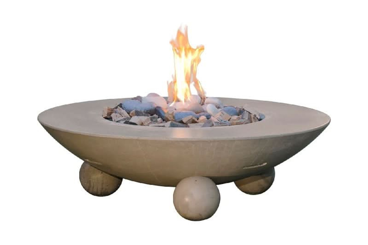 American Fyre Designs 16 Inch Versailles Round Firetable with Ball Feet, Smoke, Propane Gas- 744-SM-11-M6PC