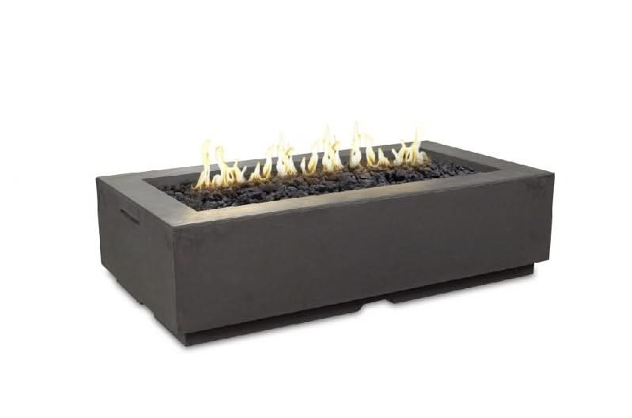 American Fyre Designs 56 Inch Louvre Rectangle Firepit, Black Lava, Propane Gas- 689-BA-11-M7PC