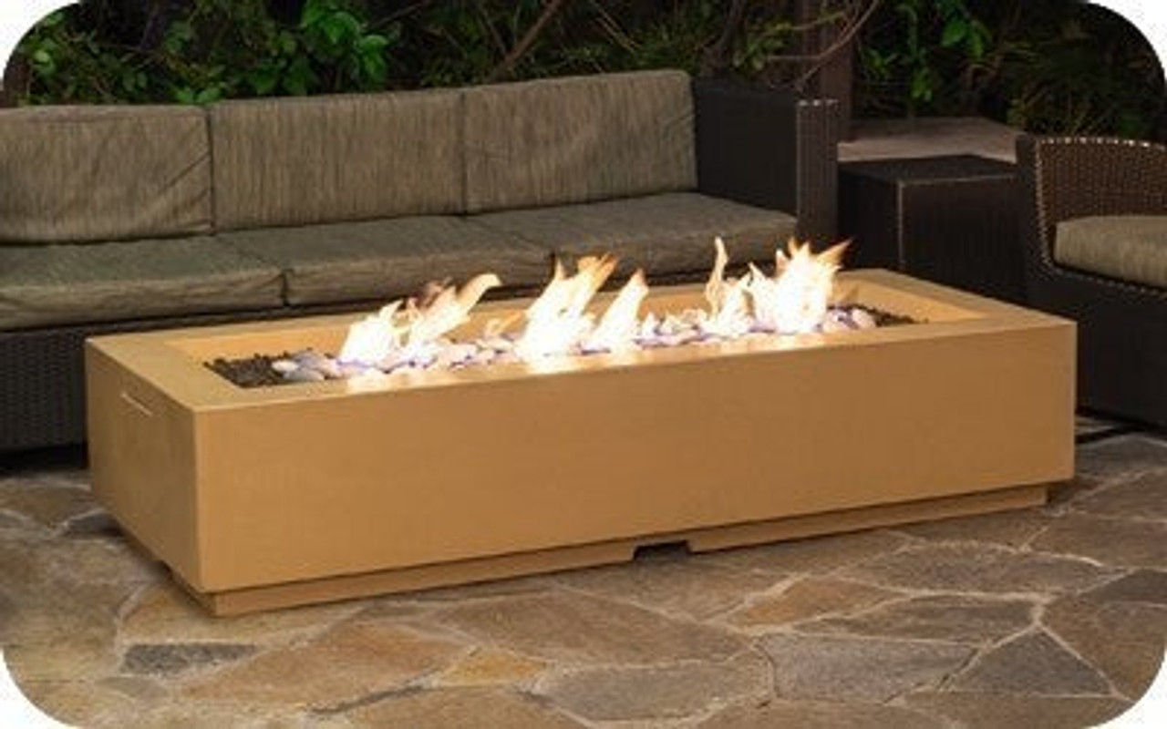 American Fyre Designs 72 Inch Louvre Long Rectangle Firepit, Smoke, Propane Gas- 688-SM-11-M8PC