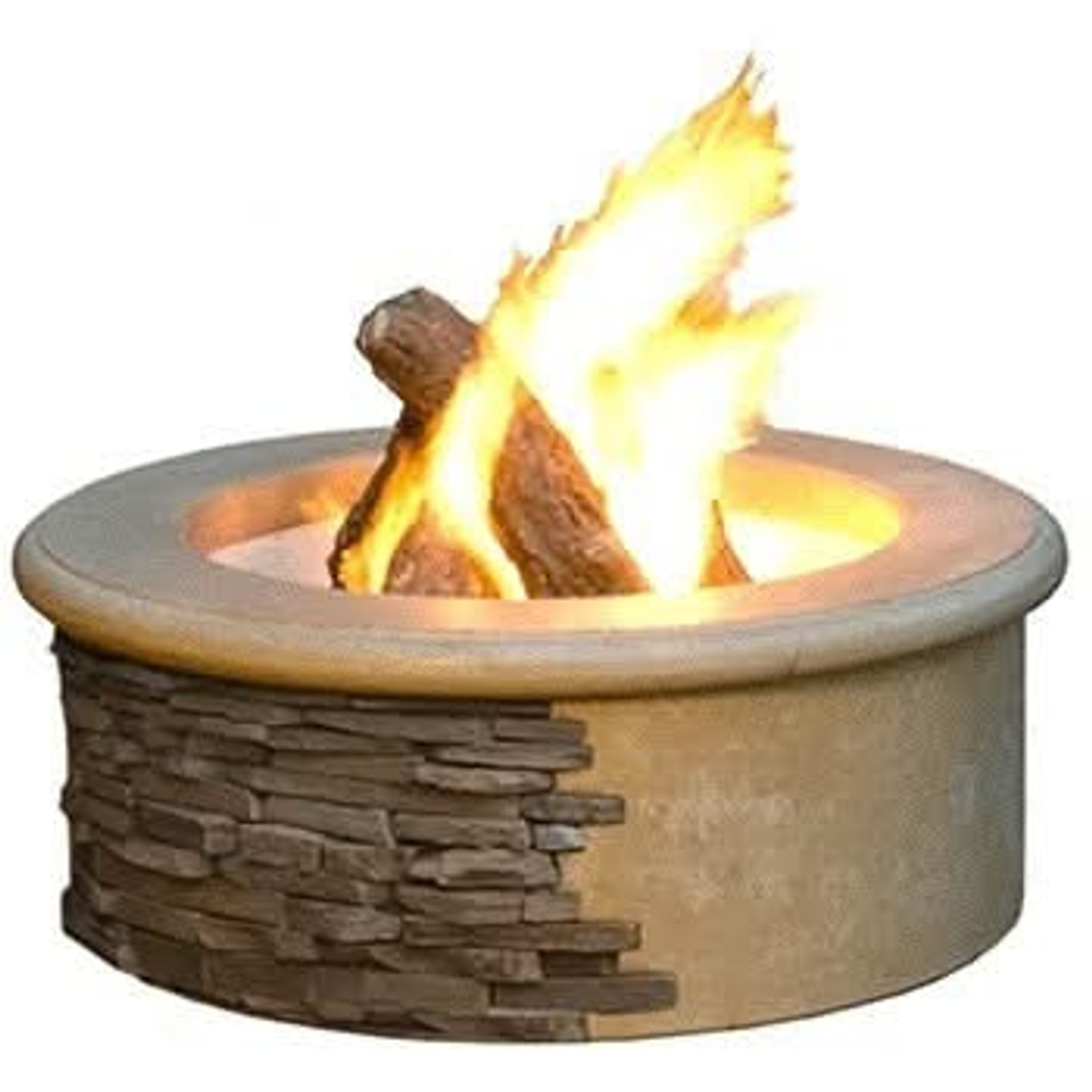 American Fyre Designs 39 Inch Round Contractor's Model Firepit, Cafe Blanco, Propane Gas- 685-CB-11-M6PC