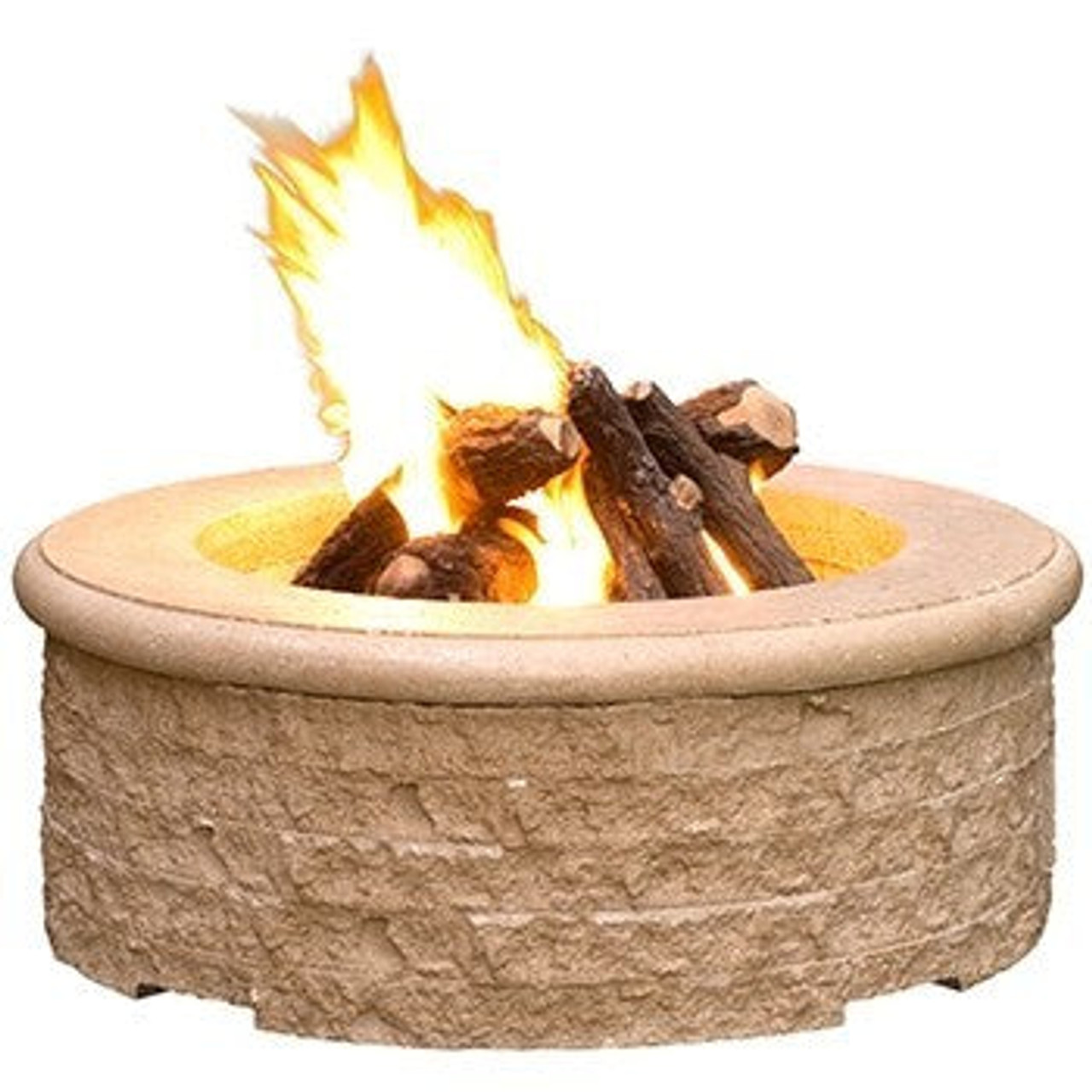 American Fyre Designs 39 Inch Round Chiseled Firepit, Smoke, Propane Gas- 680-SM-11-M6PC