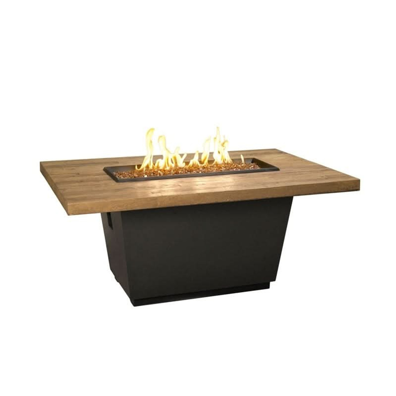 American Fyre Designs Reclaimed Wood 24 Inch Cosmo Rectangle Firetable, Silver Pine, Natural Gas- 635-BA-SP-M4NC