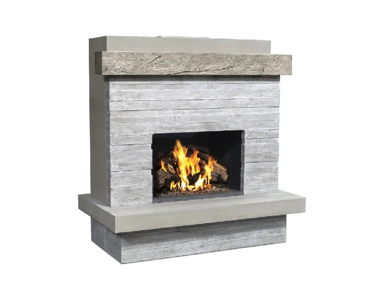 American Fyre Designs 68 1/2 Inch Vent-Free Wall Mount Outdoor Brooklyn Fireplace, French Barrel Oak, Key Value on the RIGHT/Gas Source UNDERNEATH- 150-CG-N-FO-RUC