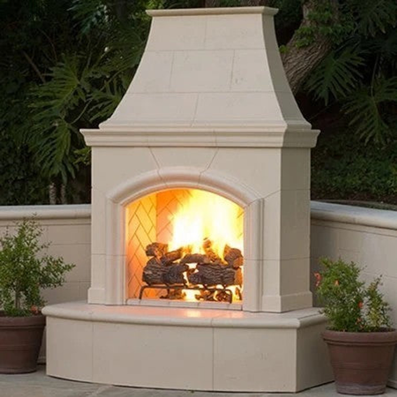 American Fyre Designs 87 Inch Vented Free-Standing Outdoor Phoenix Fireplace, 16 Inch Rectangle Bullnose, No Recess, Smoke, Key Value on the LEFT/Gas Source out the BACK- 017-02-N-SM-LBC