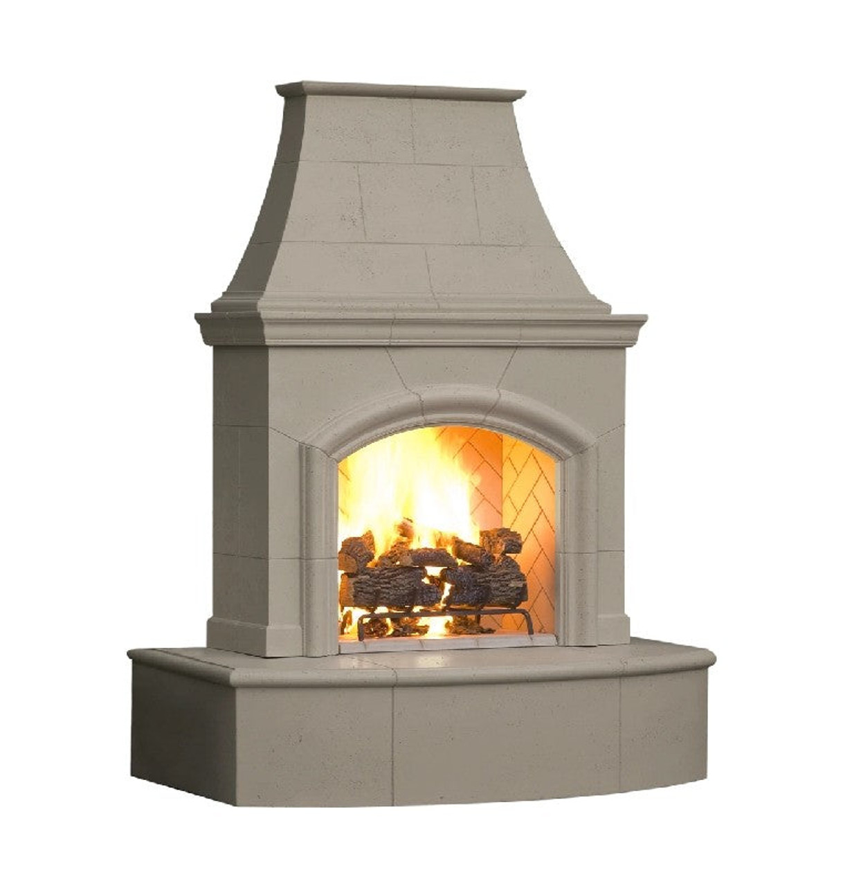 American Fyre Designs 87 Inch Vented Free-Standing Outdoor Phoenix Fireplace, 16 Inch Rectangle Bullnose, No Recess, Sedona, Key Value on the RIGHT/Gas Source out the BACK- 017-02-N-SD-RBC