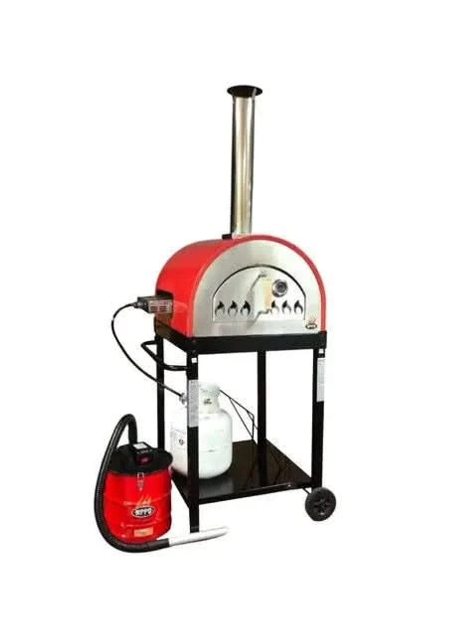 WPPO Hybrid 25 inch Wood/Gas-Fired Oven/Pizza Oven - Red - WKE-04WG-RED