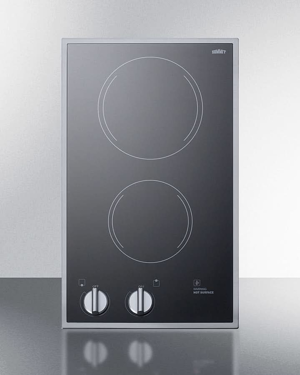 Summit - 12" Wide 220/240V 2-Burner Radiant Cooktop - CR2B22ST