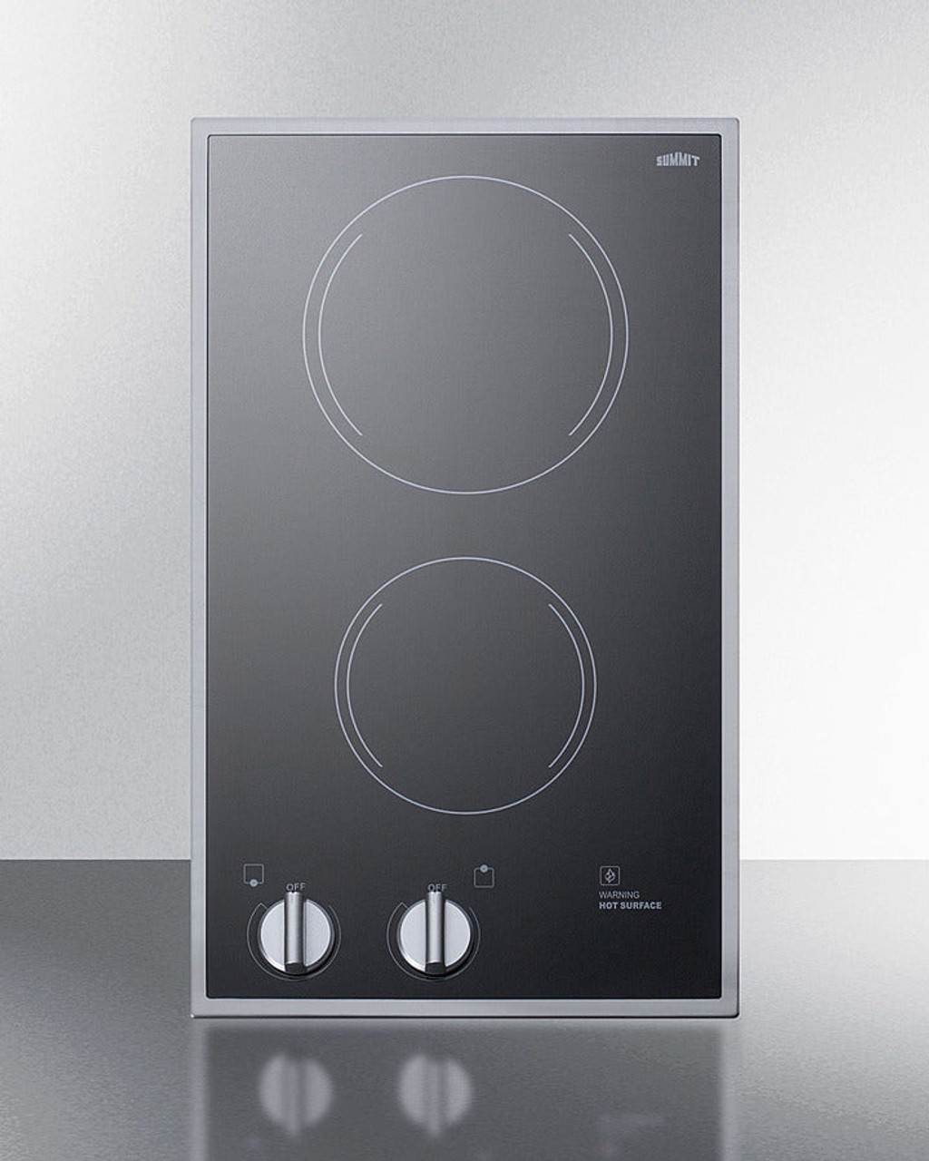 Summit - 12" Wide 220/240V 2-Burner Radiant Cooktop - CR2B22ST