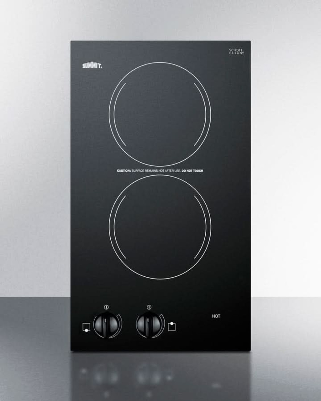 Summit - 12" Wide 115V 2-Burner Radiant Cooktop - CR2110B