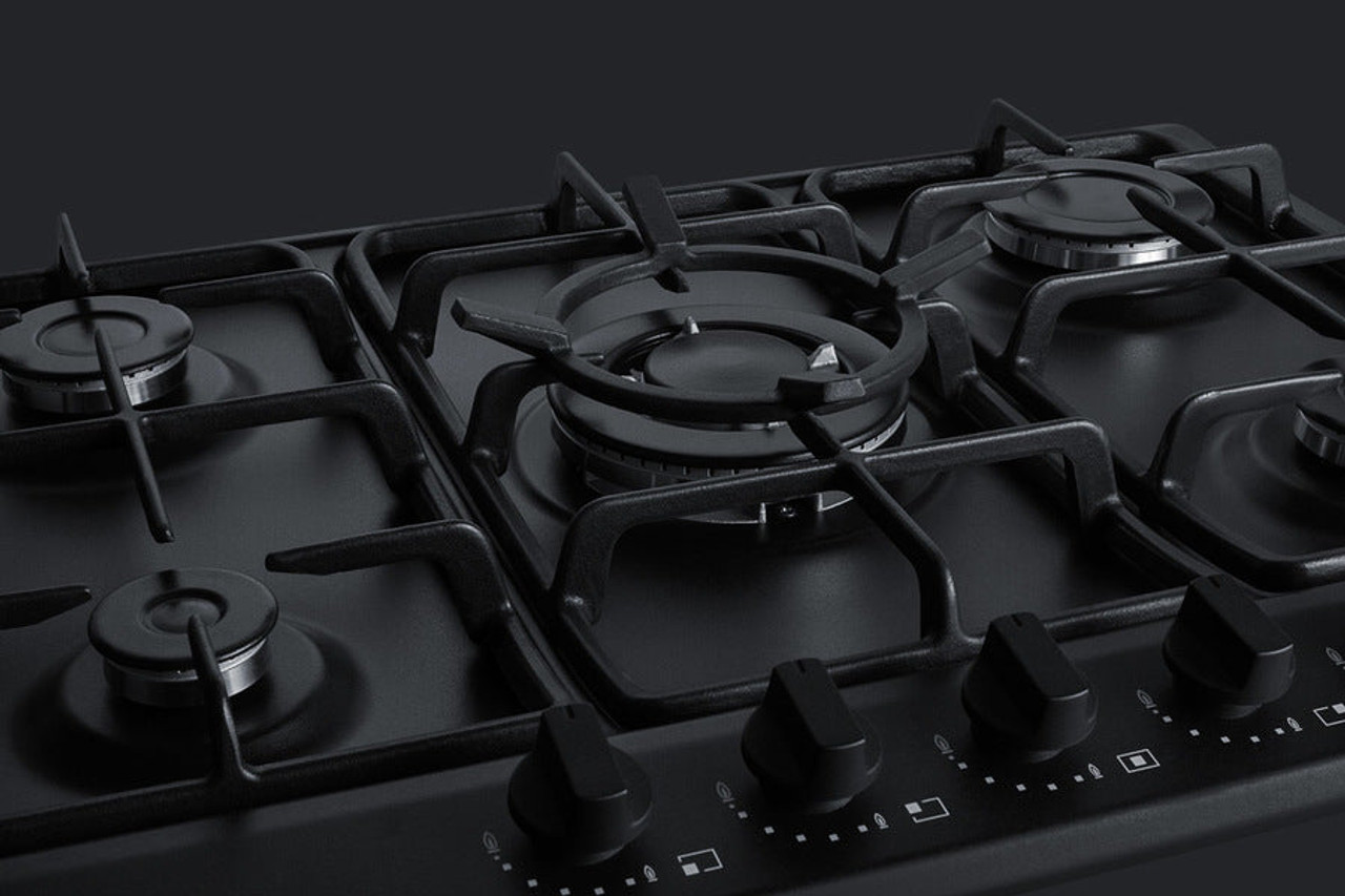 Summit 30" Wide 5 Burner Gas Cooktop Black - GC5272BTK30