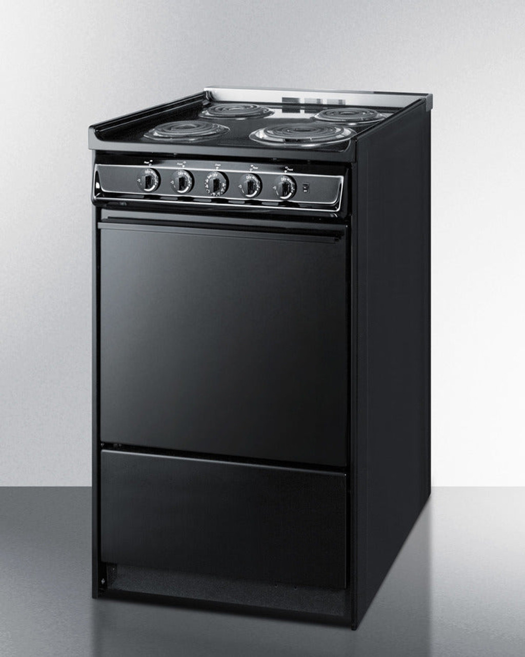 Summit 24" Electric Range with Chrome Drip Pans and Manual Clean Oven Black - TEM110CR