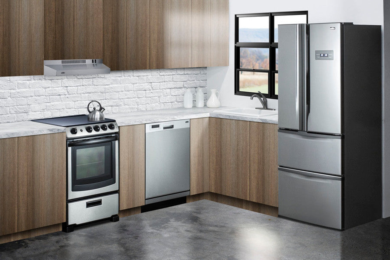 Summit - 24" Wide Electric Range & Convertible Hood - REXH24RSS