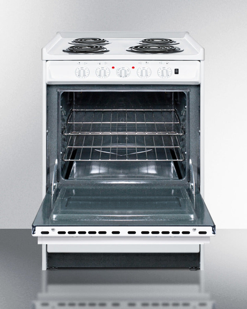 Summit 24" Electric Range with Waist-High Broiler and Adjustable Racks White - WEM610R