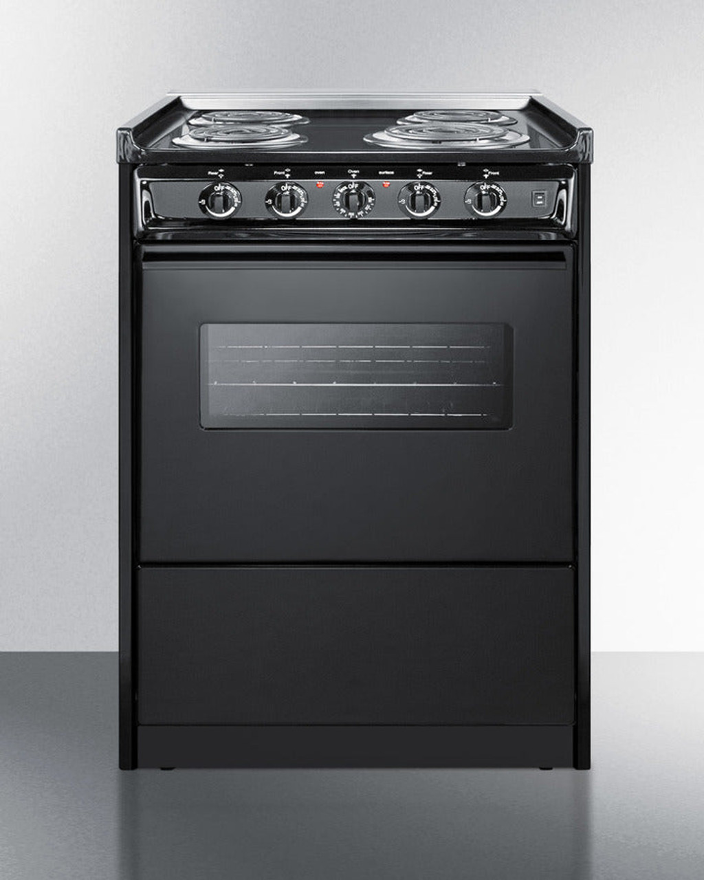 Summit 24" Wide Electric Range with Chrome Drip Pans and Manual Oven Black - TEM610CR
