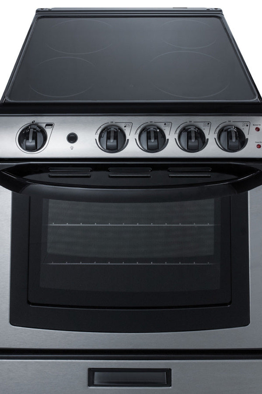 Summit - 24" Wide Electric Smooth-Top Range - REX2451SSRT