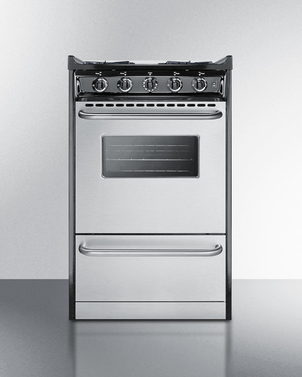 Summit - 20" Wide Gas Range, Open Burners - TNM1107BRW