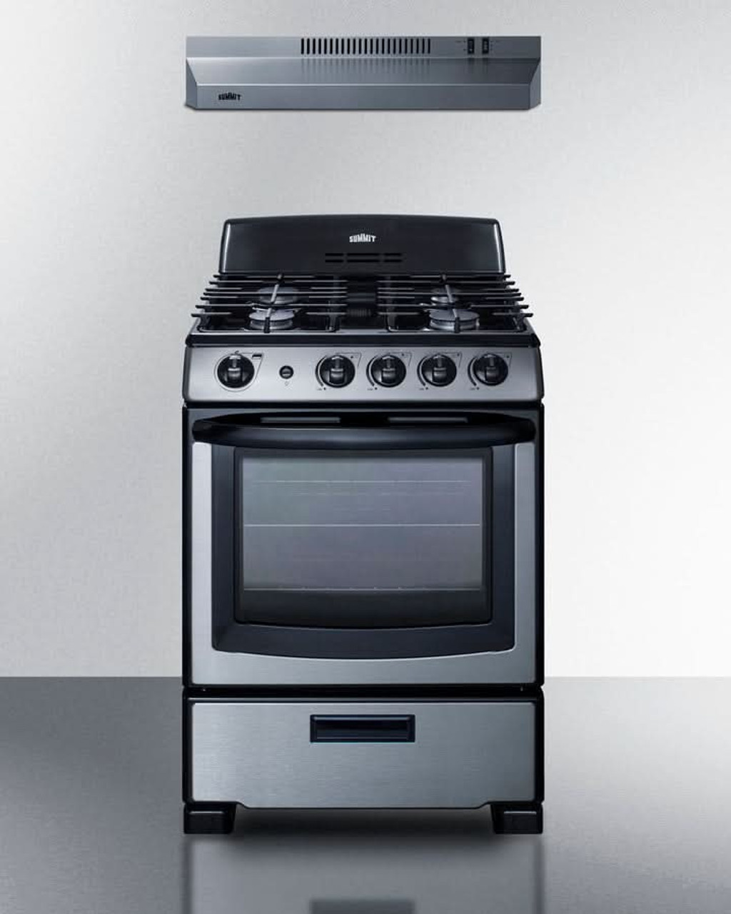 Summit - 24" Wide Gas Range & Convertible Hood - RGH24RSS