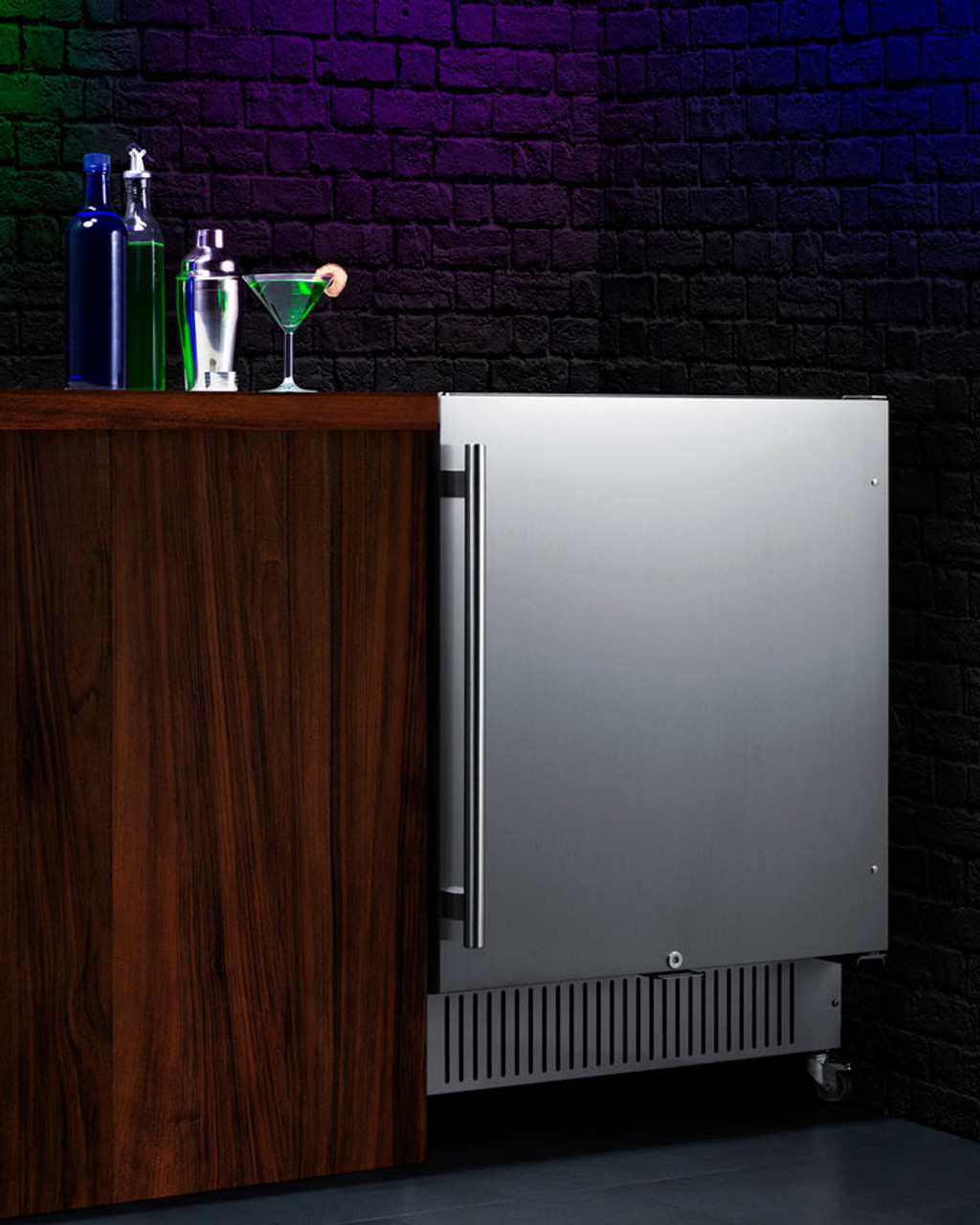 Summit 27-Inch Wide Mobile Refrigerator with One Door Stainless Steel - FF27BSSCAS