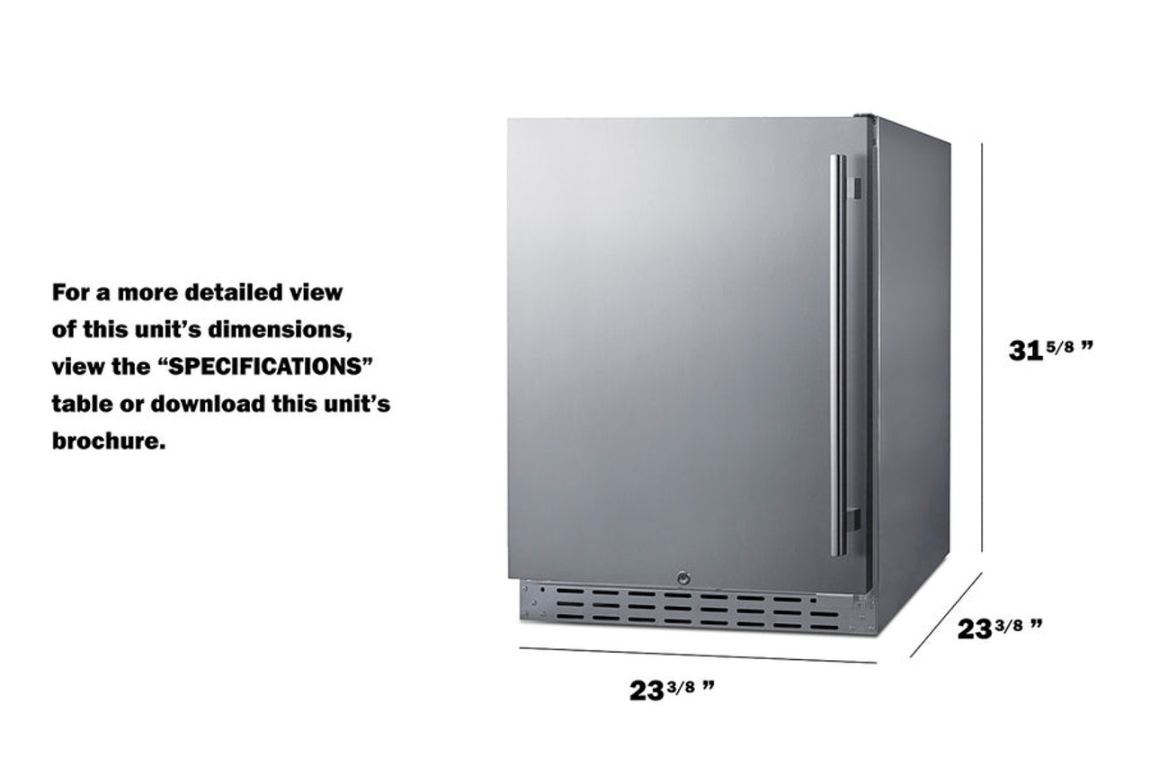 Summit 24-Inch Outdoor Refrigerator with Left Hand Door - AL55OSCSSLHD
