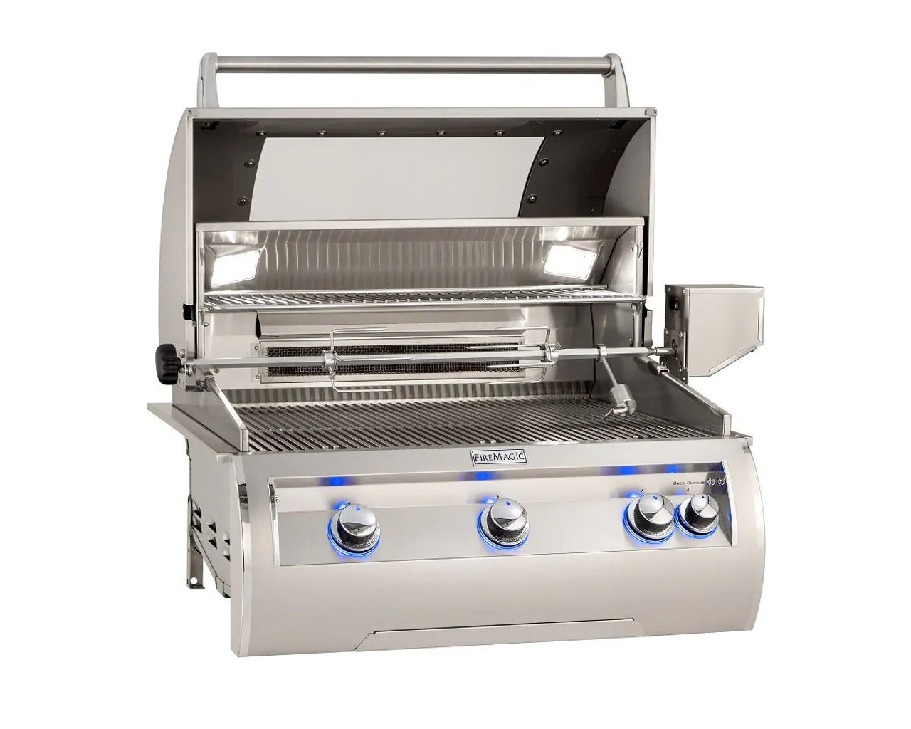 Fire Magic Echelon Diamond E660i 30-Inch Propane Gas Built-In Grill with Backburner, Rotisserie Kit, Magic View Window and Analog Thermometer - E660I-8EAP-W
