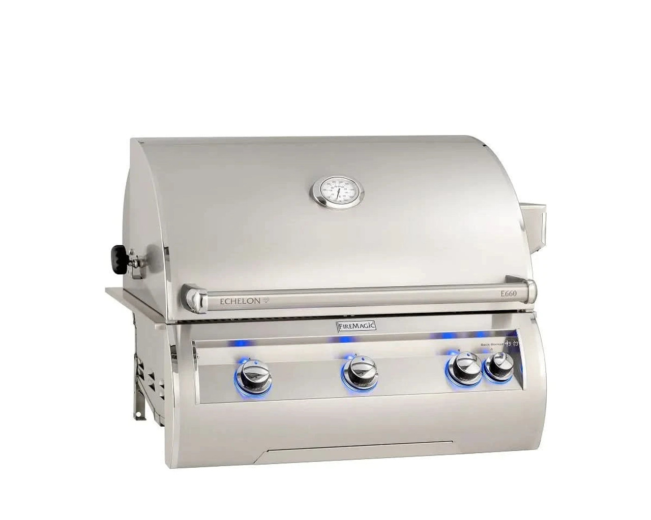 Fire Magic Echelon Diamond E660i 30-Inch Propane Gas Built-In Grill with Backburner, Rotisserie Kit and Analog Thermometer - E660I-8EAP