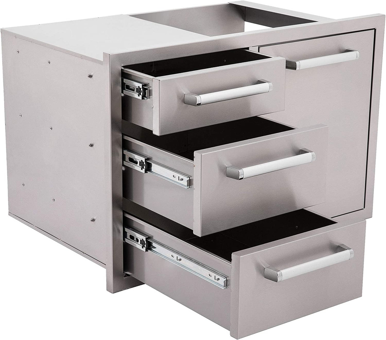 Bonfire Whistler - 42-Inch 5-Burner Built-In LP Grill with Side Burner and Triple Drawer and Trash Combo - PCKG1CBB500-LPSBTDT