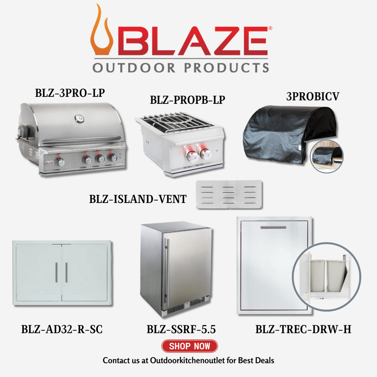 Blaze Professional LUX 7-Piece 34-Inch Propane Gas Outdoor Kitchen Package Deal BLZ3PRO7PCKGLP
