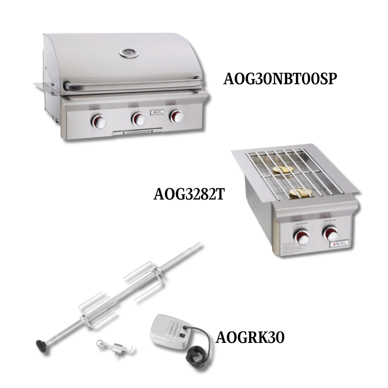 AOG AOG30NBT00SP Natural Gas with Double Side Burner and Rotisserie Kit - PCKG1-AOG30NBT00SP