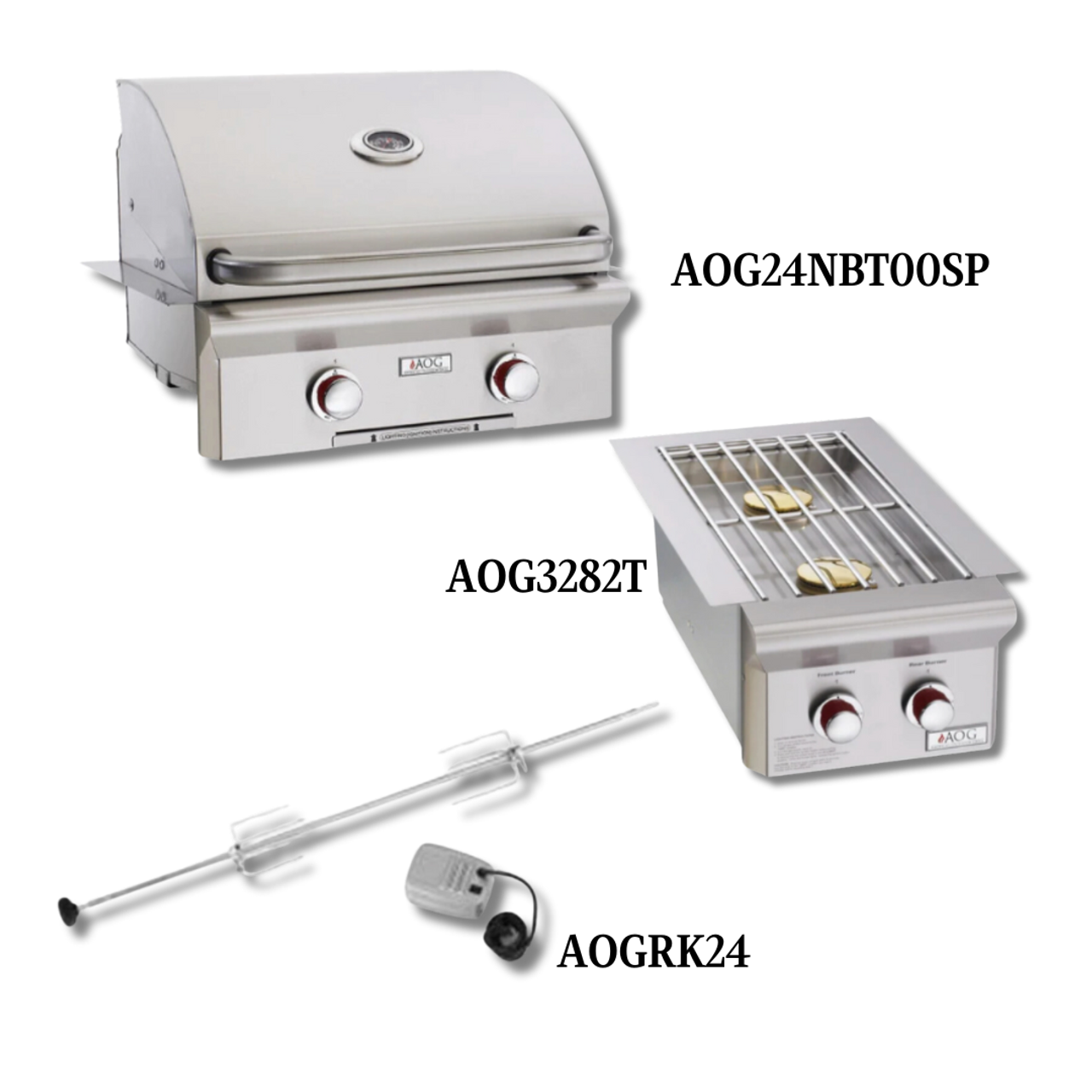 AOG AOG24NBT00SP Natural Gas with Double Side Burner and Rotisserie Kit - PCKG1-AOG24NBT00SP