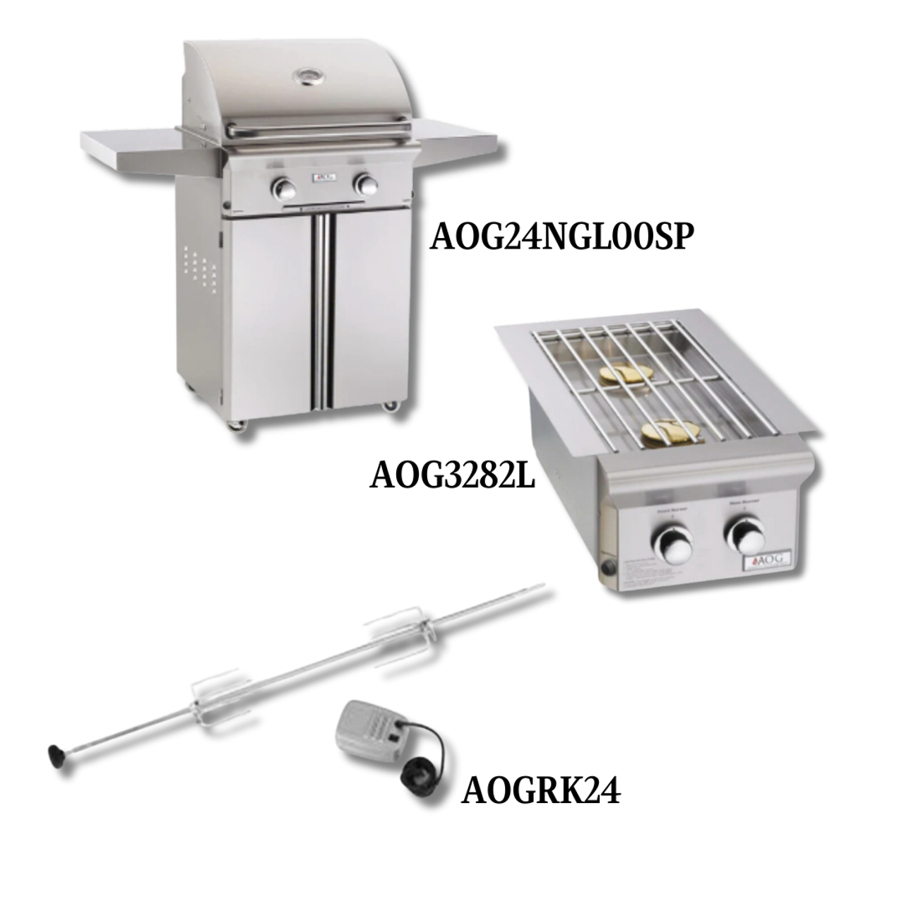 AOG AOG24NGL00SP Natural Gas with Double Side Burner and Rotisserie Kit - PCKG1-AOG24NGL00SP