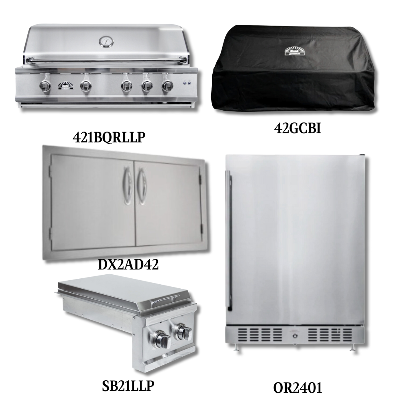 Sole Gourmet 421BQRLLP Liquid Propane Gas with Cover, Double Access Door, Double Side Burner and Refrigeration - PCKG2-421BQRLLP