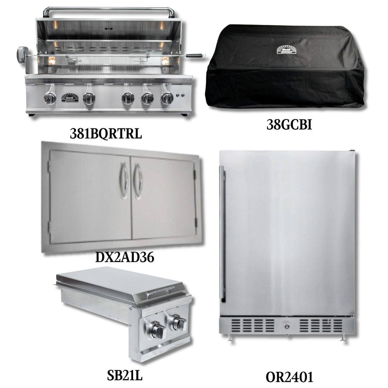 Sole Gourmet 381BQRTRL Natural Gas with Cover, Double Access Door, Double Side Burner and Refrigeration - PCKG2-381BQRTRL