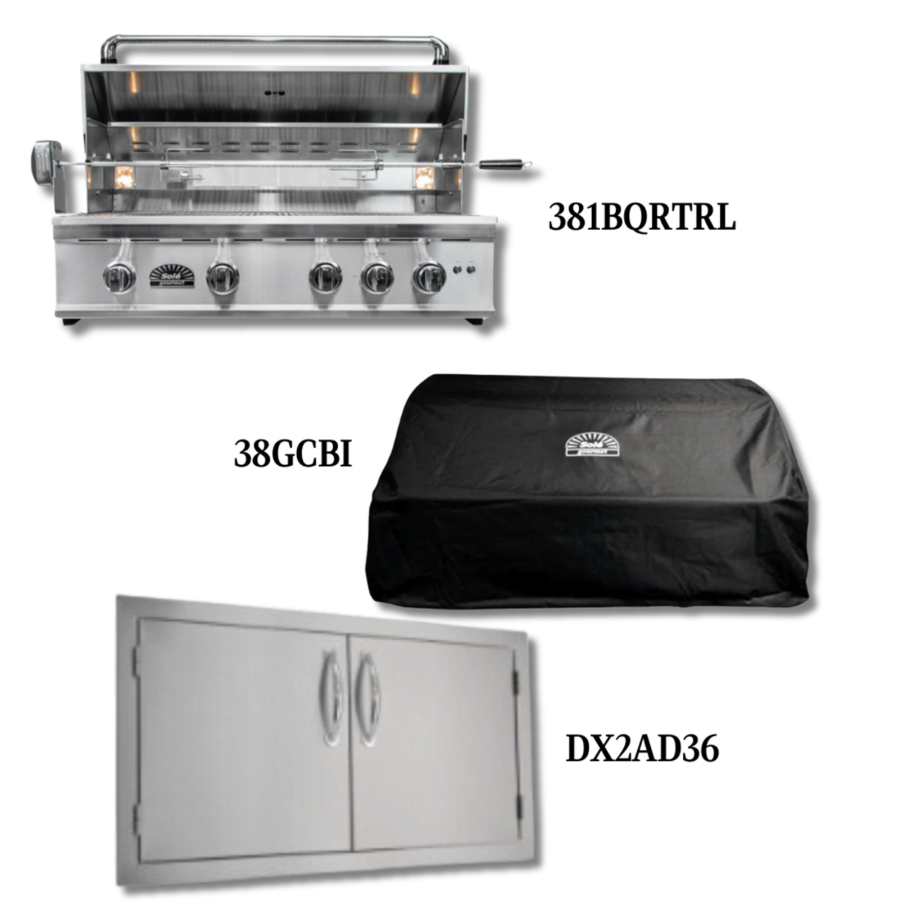 Sole Gourmet 321BQRTRL Natural Gas with Cover and Double Access Door  - PCKG1-381BQRTRL