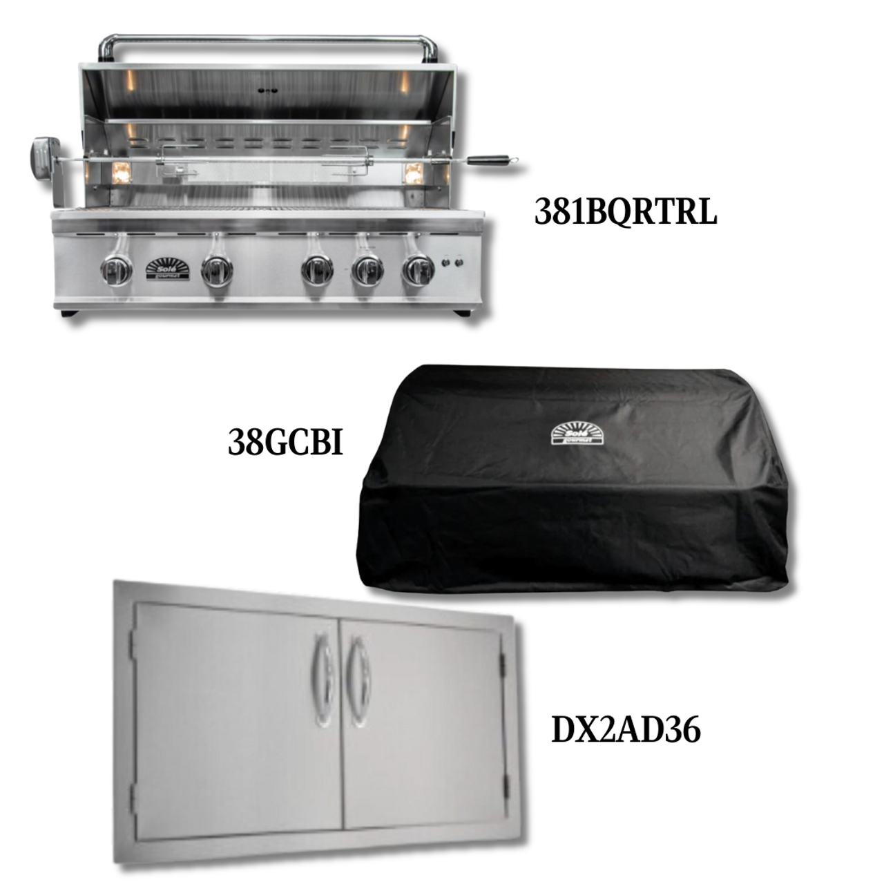 Sole Gourmet 321BQRTRL Natural Gas with Cover and Double Access Door  - PCKG1-381BQRTRL