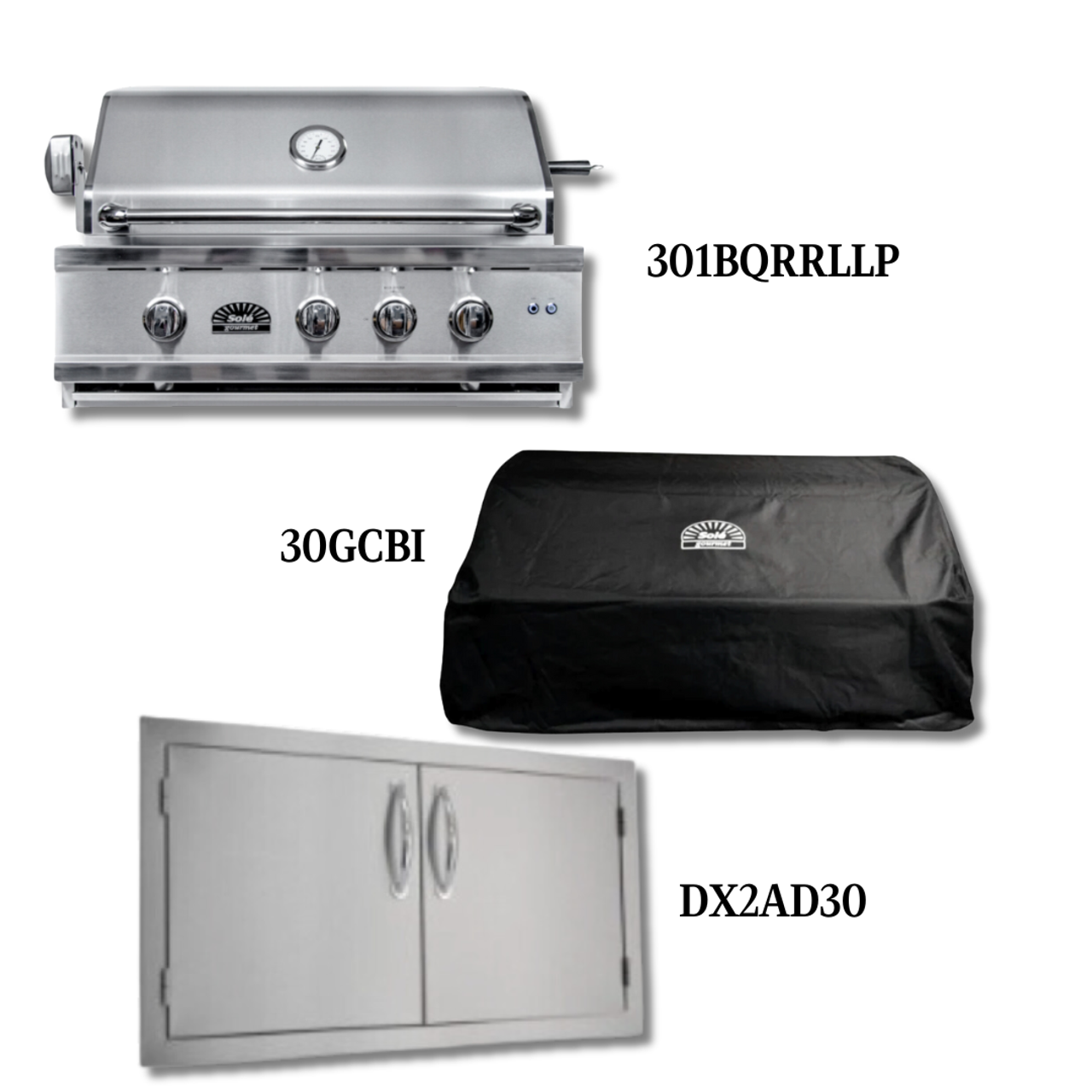 Sole Gourmet 301BQRRLLP Liquid Propane Gas with Cover and Double Access Door  - PCKG1-301BQRRLLP