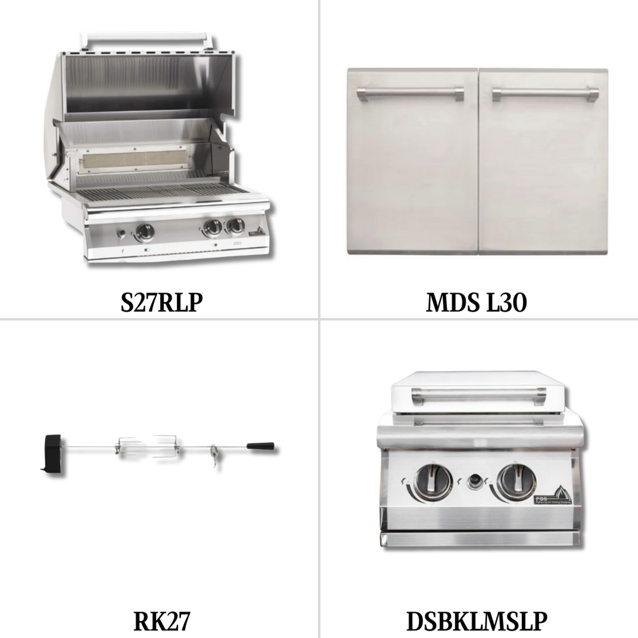 PGS S27RLP Liquid Propane Gas with Double Access Door, Rotisserie Kit and Double Side Burner - PCKG2-S27RLP