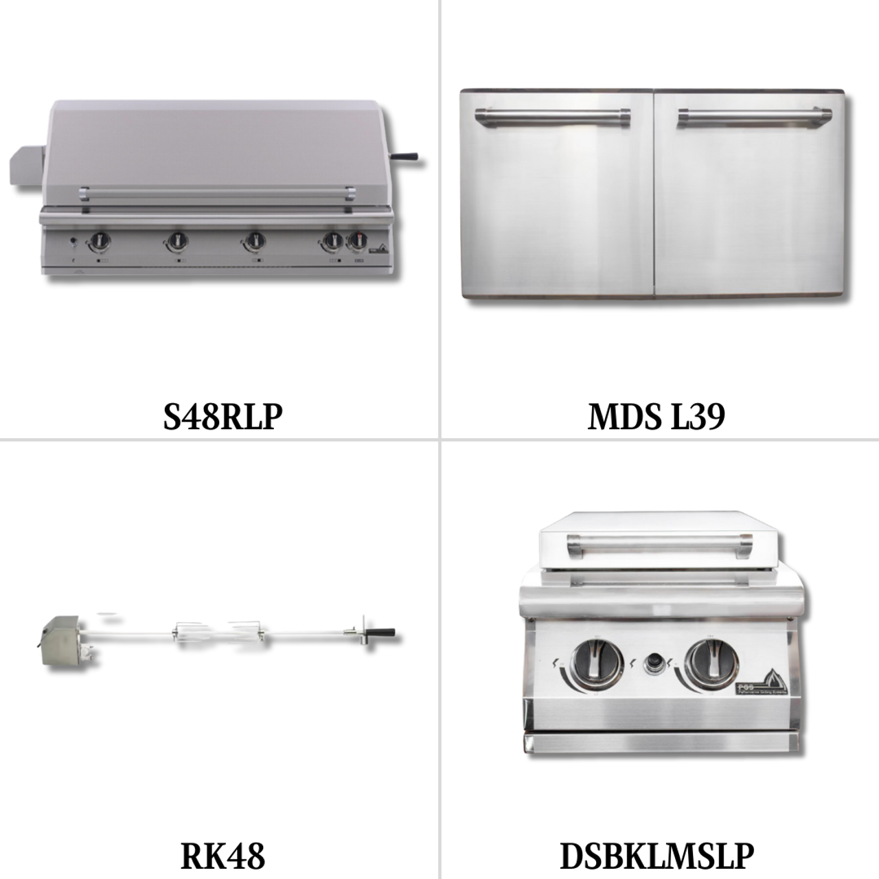PGS S48RLP Liquid Propane Gas with Double Access Door, Rotisserie Kit and Double Side Burner - PCKG2-S48RLP