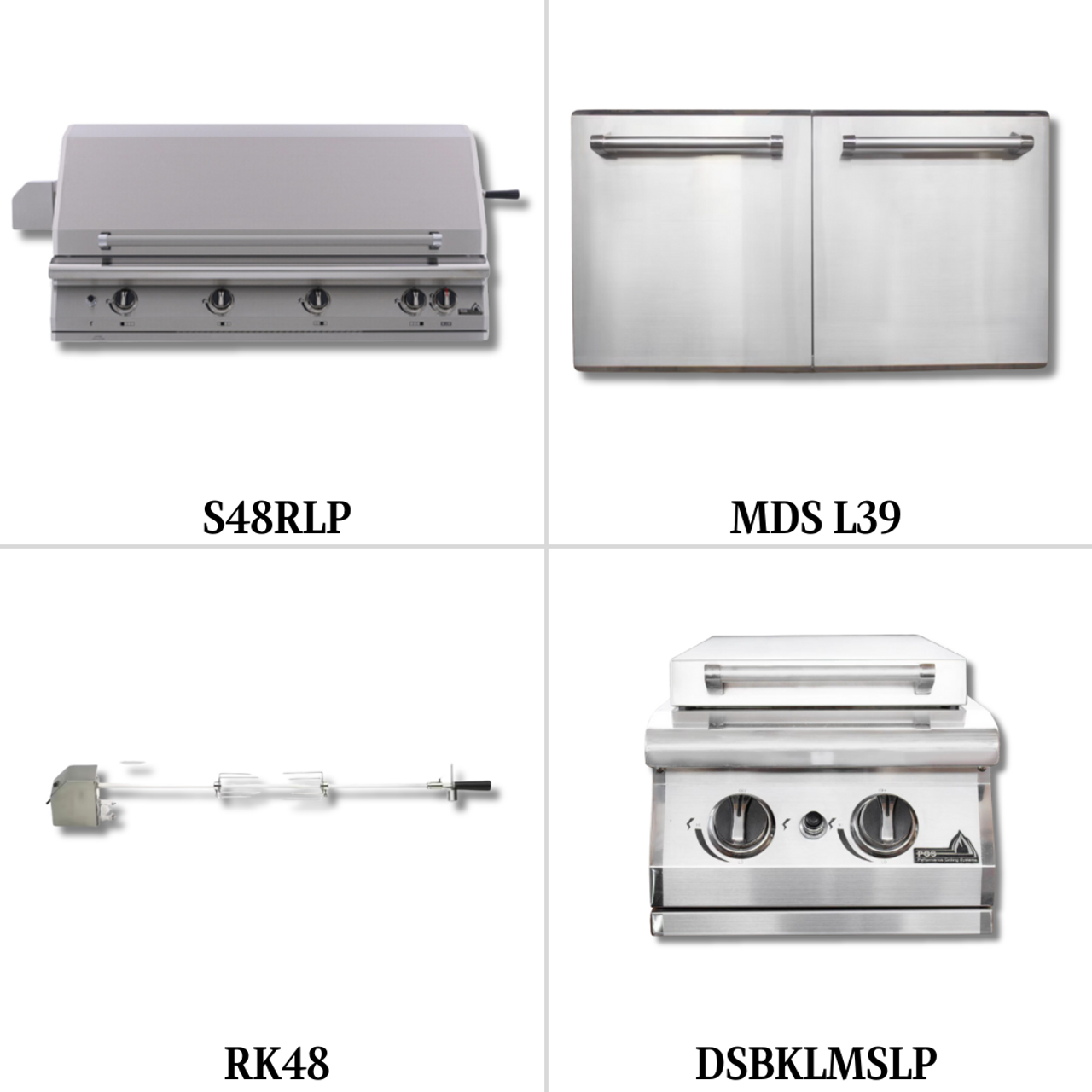 PGS S48RLP Liquid Propane Gas with Double Access Door, Rotisserie Kit and Double Side Burner - PCKG2-S48RLP