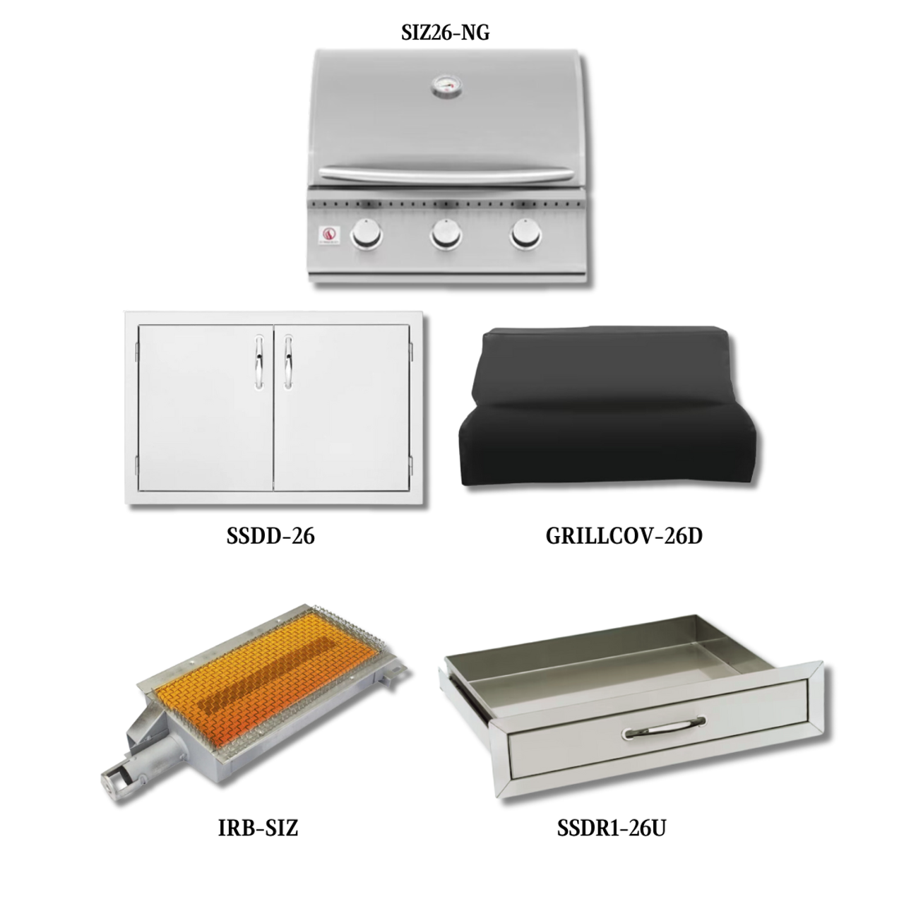 Summerset SIZ26-NG with Double Access Doors, Cover, Infrared Sear Burner and Utensil Drawer - SIZ26-NG-PCKG2