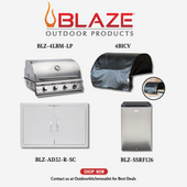 Blaze Prelude LBM 4 Burner 32 inch Grill Package w/ Cover, Door, Refrigerator LP - BLZ4LBM4PCPKGLP.1