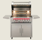 TrueFlame 25" 3 Burner Gas Grill - Liquid Propane + Cart, Fold-Down Side Shelves, KD - TF25-LP + CART-TF-25DC