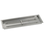 American Fire Glass 36 X 12-Inch Stainless Steel Rectangular Drop-In Pan W/ Built-In Propane Gas H-Burner - SSAFPP36LP